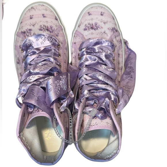Superga x LoveShackFancy NWT - 2795 Floral Satin Ribbon Hightop - Ripe Grapevine - Picture 8 of 11